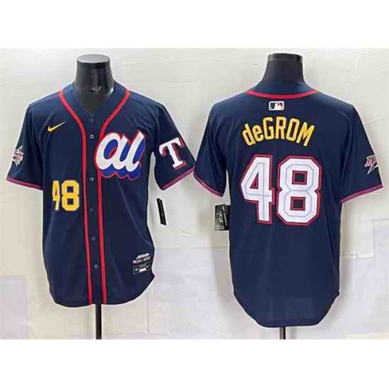 Men American League 48 Jacob deGrom Navy 2025 All Star Edition Limited Stitched Baseball Jersey