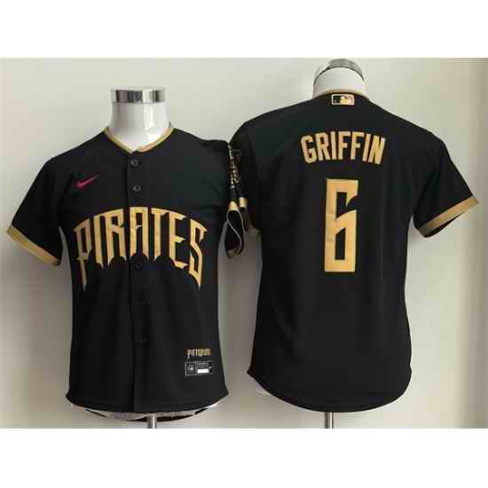 Youth Pittsburgh Pirates 6 Konnor Griffin Black 2026 City Connect Stadium Stitched Baseball Jersey