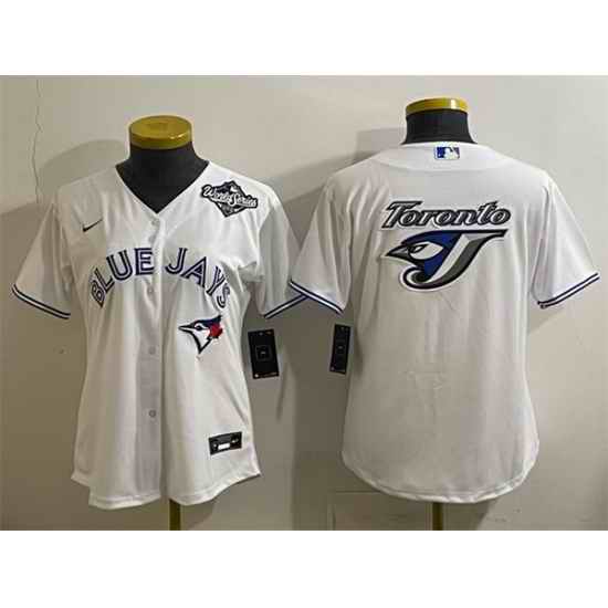 Women Toronto Blue Jays Team Big Logo White 2025 World Series Cool Base Stitched Baseball Jersey