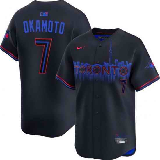 Men Toronto Blue Jays 7 Kazuma Okamoto Navy 2024 City Connect Limited Jersey