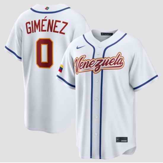 Men Venezuela Baseball  0 Andres Gimenez White 2026 World Baseball Classic Home Stadium Stitched Jersey