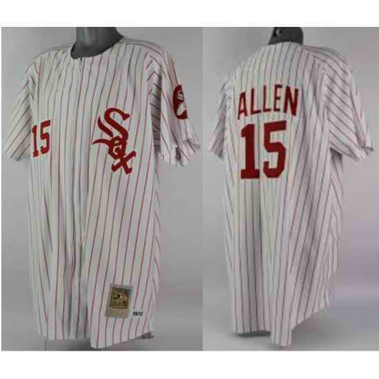 Men 1972 Dick Allen #15 Chicago White Sox Signed Mitchell Ness White Strip Jersey