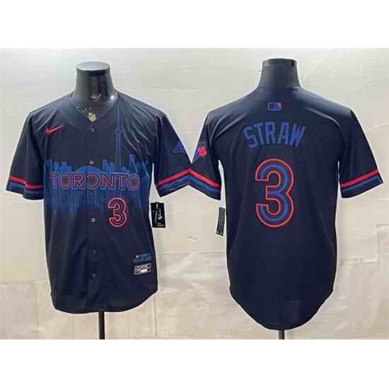Men Toronto Blue Jays  3 Myles Straw Navy 2024 City Connect Limited Stitched Baseball Jersey