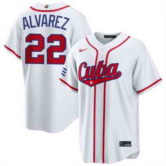 Men Cuba Baseball  22 Frank Alvarez White 2026 World Baseball Classic Home Stadium Stitched Jersey