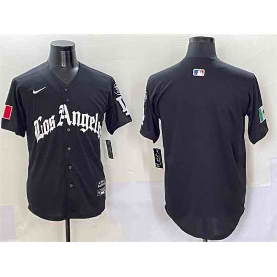 Men Los Angeles Dodgers Blank Black Mexico 2025 LA Gothic Style With Fernando Patch Vapor Premier Limited Stitched Baseball Jersey