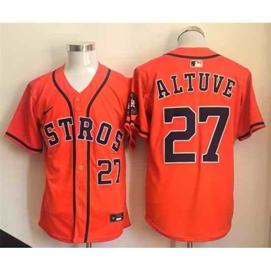 Men Houston Astros 27 Jose Altuve Orange Limited Stitched Jersey