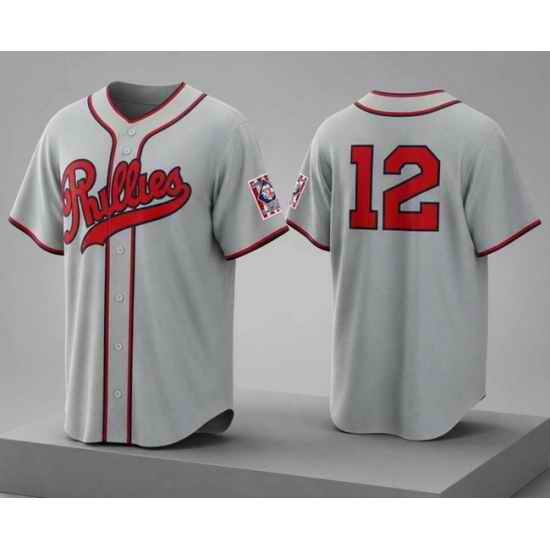 Men Philadelphia Phillies  12 Kyle Schwarber Gray 2026 Field of Dreams Stadium Stitched Baseball Jersey