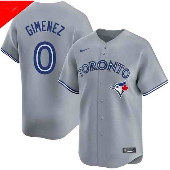 Men Toronto Blue Jays 0 Andres Gimenez Cool Base Stitched Baseball Jersey Gray