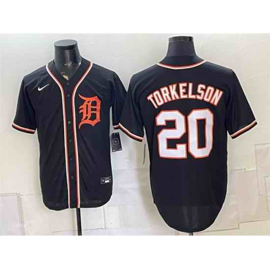 Men Detroit Tigers 20 Spencer Torkelson Black 2026 Fashion Replica Black Out Stitched Baseball Jersey