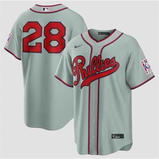 Men Philadelphia Phillies  28 Alec Bohm Gray 2026 Field of Dreams Stadium Stitched Baseball Jersey
