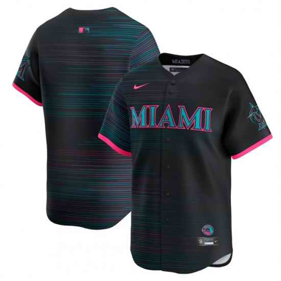 Men Miami Marlins Blank Black 2025 City Connect Limited Stitched Baseball Jersey