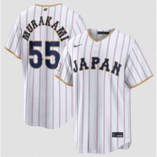 Men Japan Baseball  55 Munetaka Murakami White 2026 World Baseball Classic Home Stadium Stitched Jersey