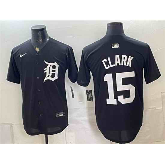 Men Detroit Tigers 15 Max Clark Black 2026 Cool Base Stitched Baseball Jersey