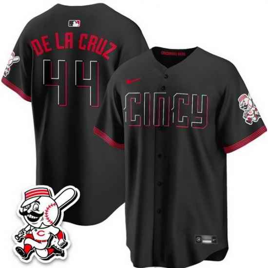 Men Cincinnati Reds  44 Elly De La Cruz Black City Connect With Patch Limited Stitched Baseball Jersey