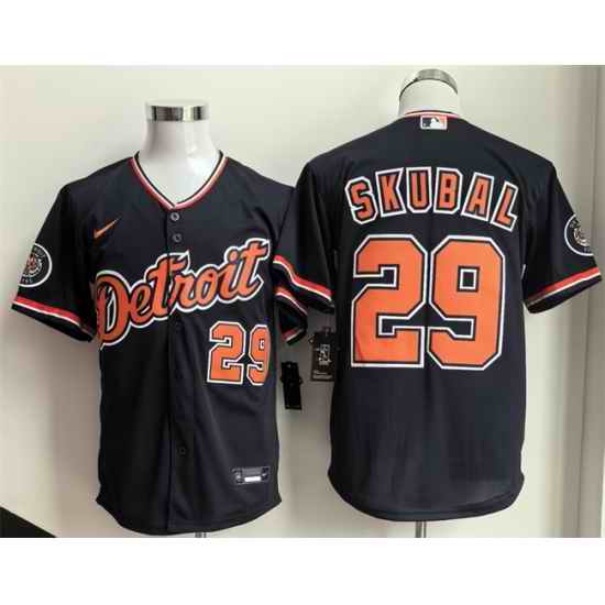 Men Detroit Tigers  29 Tarik Skubal 2026 Navy Alternate Stitched Baseball Jersey
