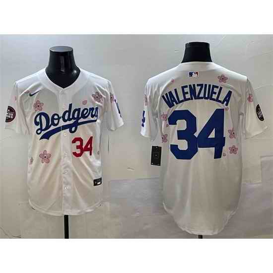 Men Los Angeles Dodgers 34 Fernando Valenzuela White 2025 Tokyo Series Limited Stitched Baseball Jersey