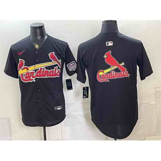 Men St  Louis Cardinals Team Big Logo Black USA 250 Patch Stitched Baseball Jersey