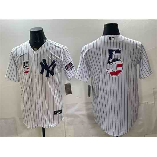 Men New York Yankees  5 Joe DiMaggio White 2026 USA 250 Fourth of July Home Stadium Stitched Baseball Jersey