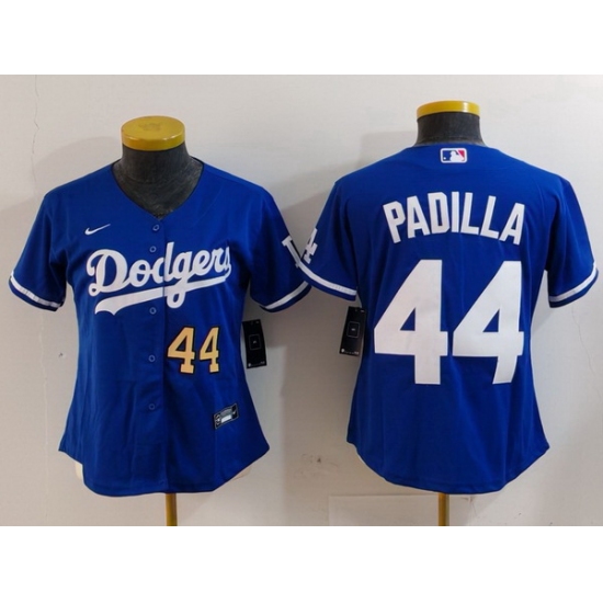 Women Los Angeles Dodgers 44 Vicente Padilla Blue Stitched Jersey 2