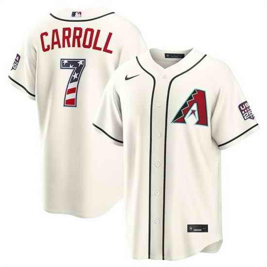 Men Arizona Diamondbacks  7 Corbin Carroll Cream 2026 USA 250 Fourth of July Home Stadium Stitched Baseball Jersey
