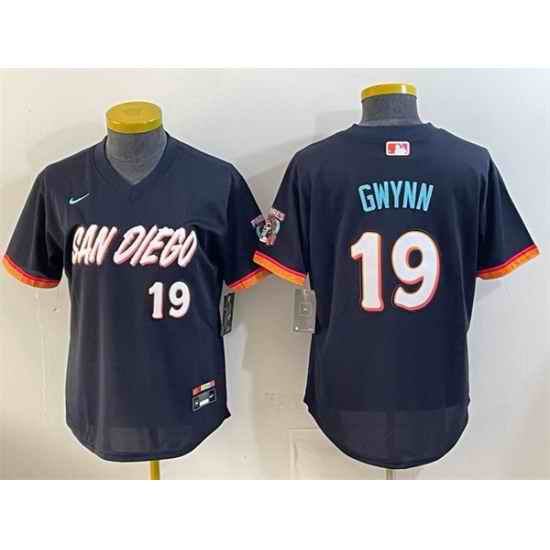 Women San Diego Padres  19 Tony Gwynn Obsidian 2026 City Connect Stadium Stitched Baseball Jersey