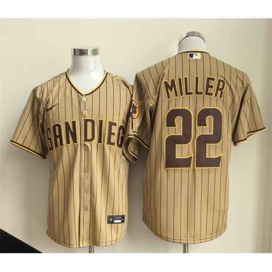 Men San Diego Padres  22 Mason Miller Tan Cool Base Stitched Baseball Jersey