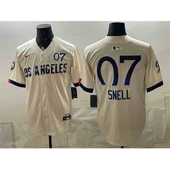Men Los Angeles Dodgers  7 Blake Snell Cream 2024 City Connect Limited Stitched Baseball Jersey