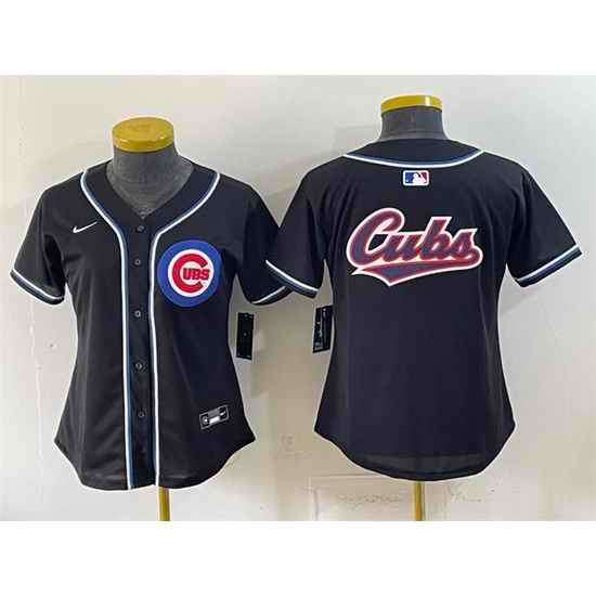 Youth Chicago Cubs Team Big Logo 2026 Fashion Replica Black Out Stitched Baseball Jersey