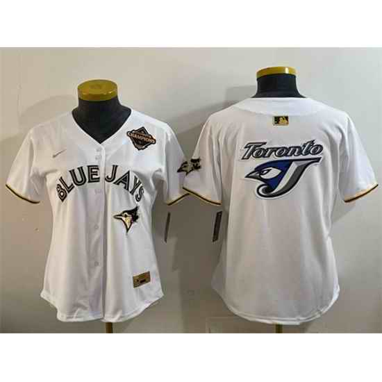 Youth Toronto Blue Jays Team Big Logo White Gold 2025 American League Champions Limited Stitched Baseball Jersey