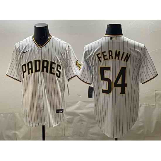 Men San Diego Padres  54 Freddy Fermin White Cool Base Stitched Baseball Jersey