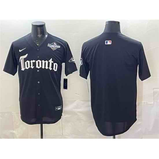 Men Toronto Blue Jays Blank Black 2025 World Series Gothic North Edition Limited Stitched Baseball Jersey
