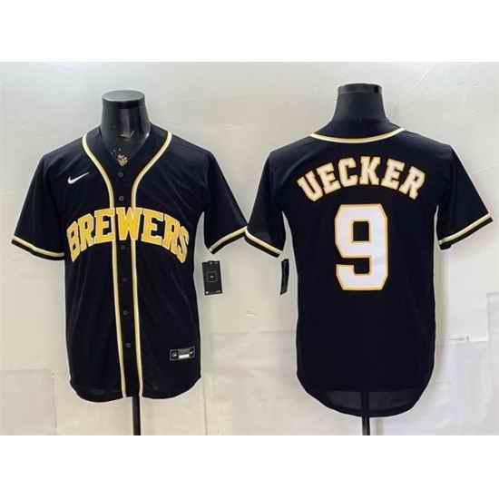 Men Milwaukee Brewers  9 Bob Uecker 2026 Fashion Replica Black Out Stitched Baseball Jersey