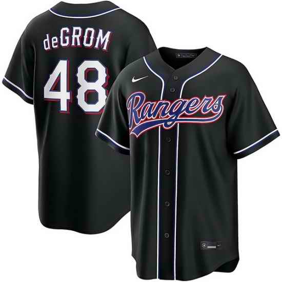 Nike Men Texas Rangers  48 Jacob Degrom 2026 Black Out Fashion Jersey