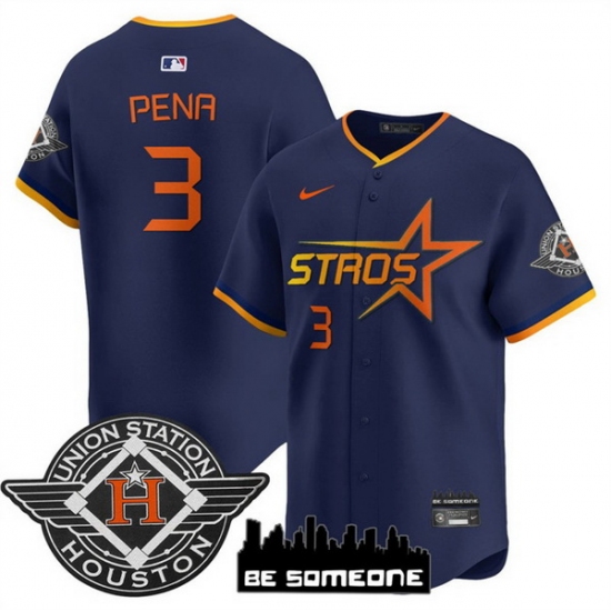 Men Houston Astros 3 Jeremy Pena Navy 2025 City Connect Limited Stitched Baseball Jersey