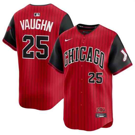 Men Chicago White Sox 25 Andrew Vaughn Red Black 2025 City Connect Limited Stitched Baseball Jersey