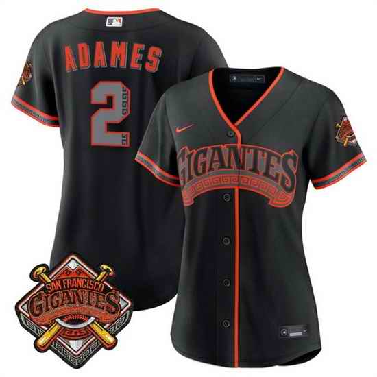 Women San Francisco Giants 2 Willy Adames Black 2026 Alternate Stadium Stitched Baseball Jersey