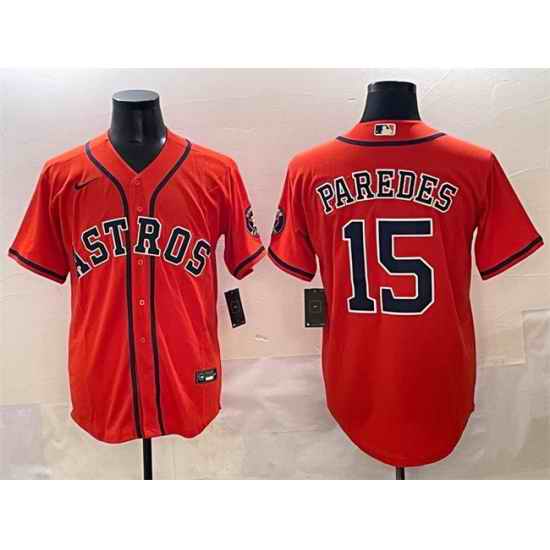 Men Houston Astros 15 Isaac Paredes Orange Cool Base Stitched Baseball Jersey