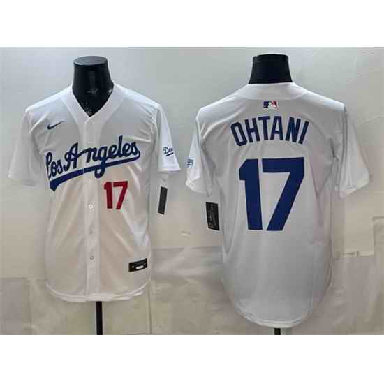 Men Los Angeles Dodgers  17 Shohei Ohtani White Alternate Stadium Stitched Baseball Jersey