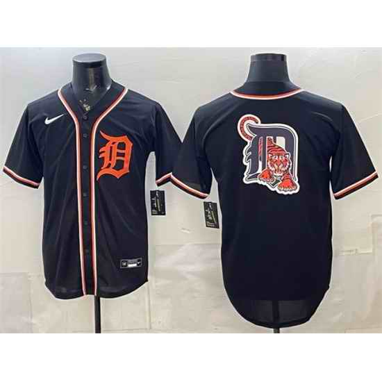 Men Detroit Tigers Team Big Logo 2026 Fashion Replica Black Out Stitched Baseball Jersey
