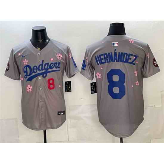 Men Los Angeles Dodgers  8 Enrique Hernandez Grey 2025 Tokyo Series Limited Stitched
