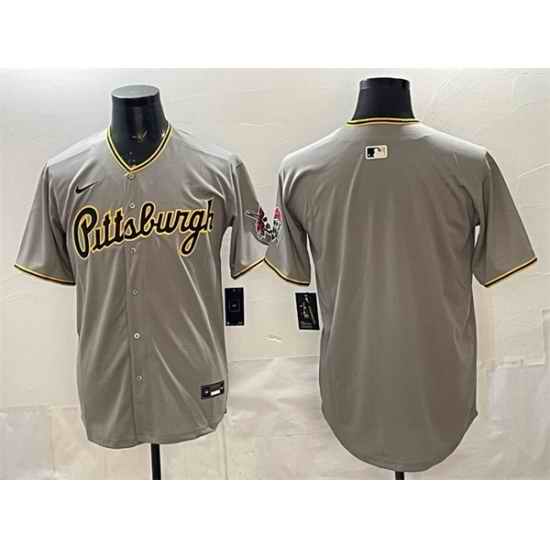 Men Pittsburgh Pirates Blank Gray Limited Stitched Baseball Jersey