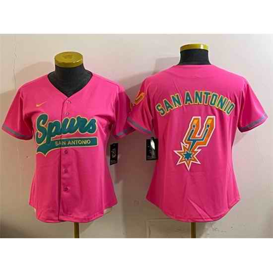 Youth San Antonio Spurs Team Big Logo Pink Stitched Baseball Jersey