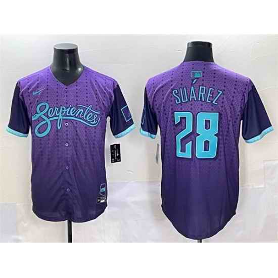 Men Arizona Diamondbacks 28 Eugenio Suarez Purple 2025 City Connect Limited Stitched Baseball Jersey