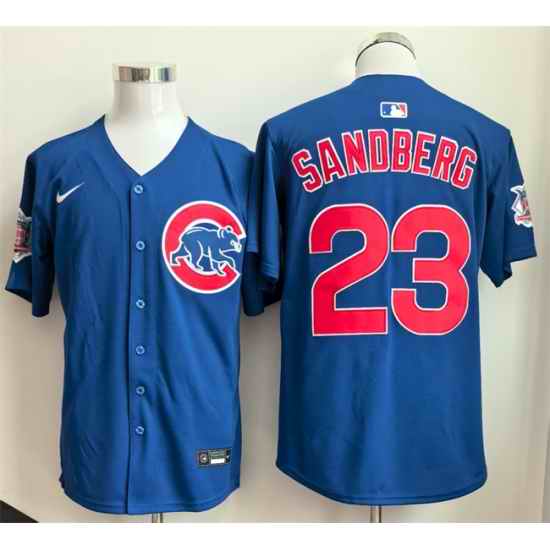 Men Chicago Cubs 23 Ryne Sandberg Royal Limited Stitched Baseball Jersey