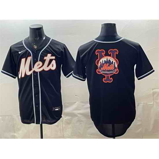 Men New York Mets Team Big Logo 2026 Fashion Replica Black Out Stitched Baseball Jerseys
