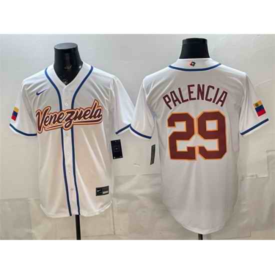 Men Venezuela Baseball  29 Daniel Palencia White 2026 World Baseball Classic Home Stadium Stitched Jersey