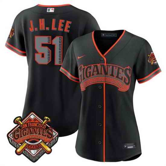 Women San Francisco Giants 51 Jung Hoo Lee Black 2026 Alternate Stadium Stitched Baseball Jersey