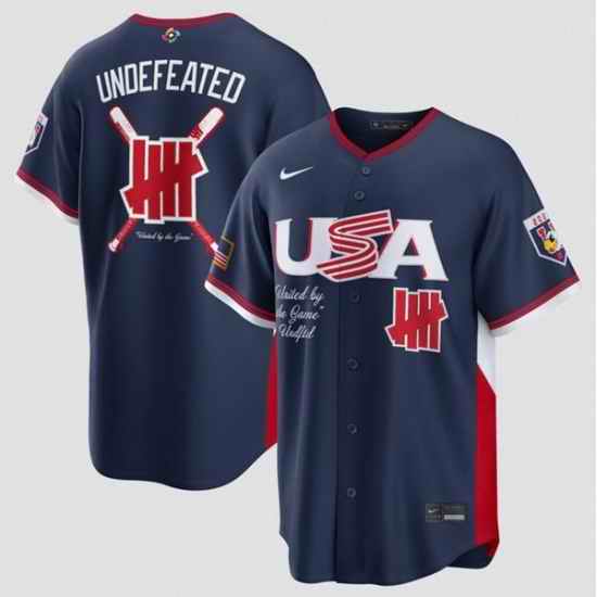 Men USA Baseball x Undefeated Navy 2026 World Baseball Classic Stadium Stitched Jersey