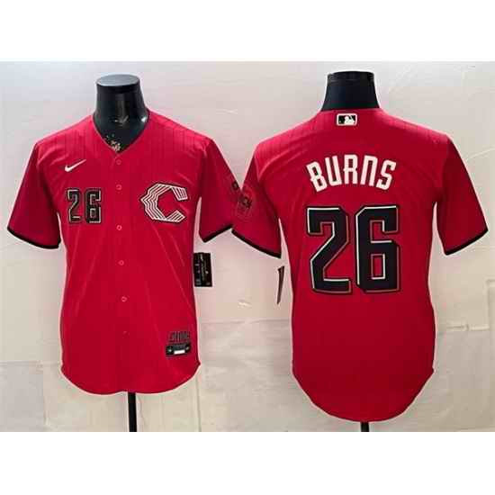 Men Cincinnati Reds  26 Chase Burns Red 2026 City Connect Stadium Stitched Baseball Jersey
