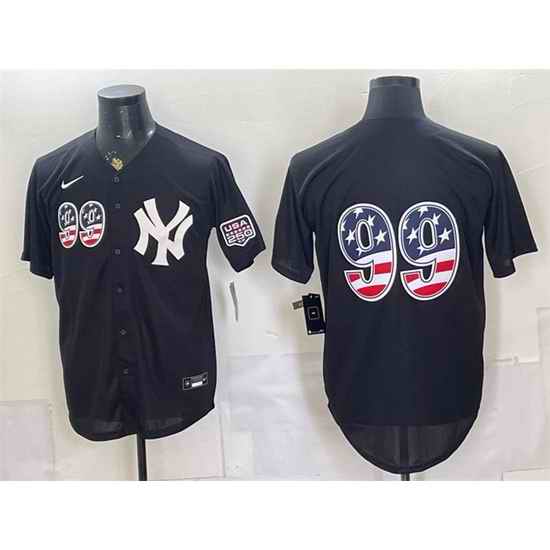 Men New York Yankees  99 Aaron Judge Black USA 250 Fourth of July Stitched Baseball Jersey